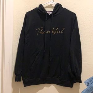 Womens Hoodie MEDIUM Thankful Print